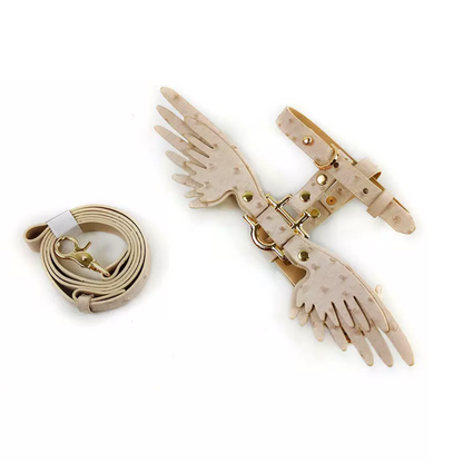 Gabriel's Wings Dog Harness and Leash set in Sand (Ostrich texture)