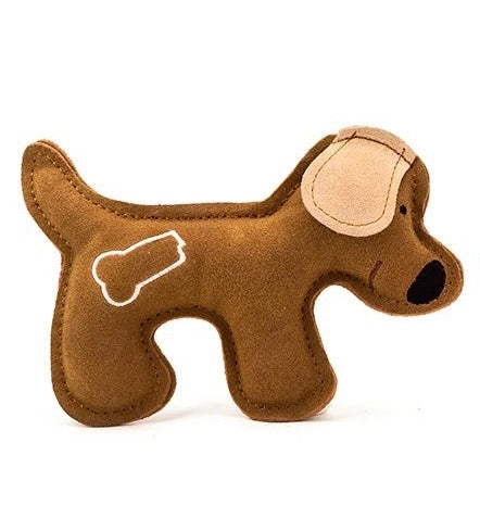 Squeaky Brown Puppy Cowhide Chew Toy