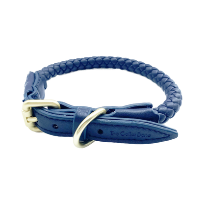 Héra Soft Braided Dog Collar in Midnight Blue