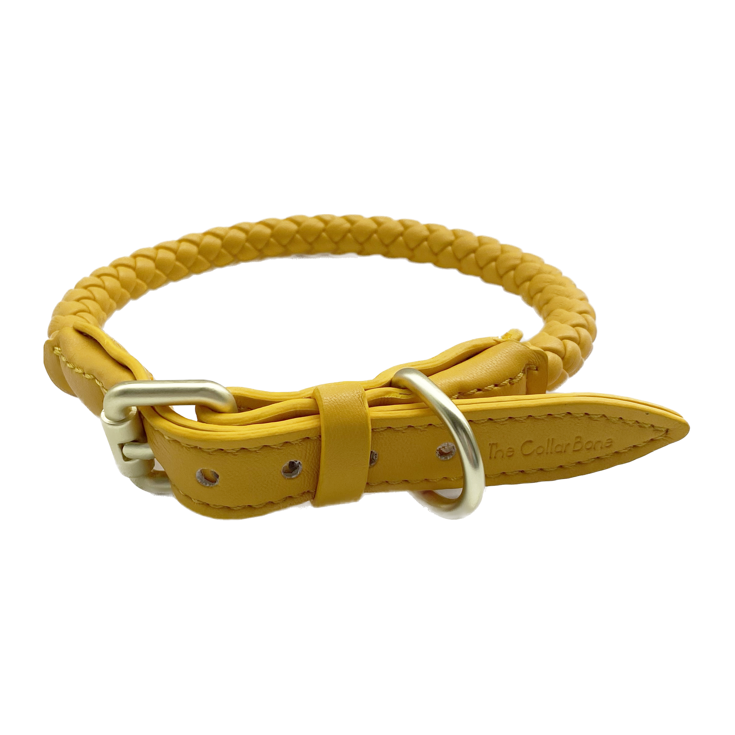 Héra Soft Braided Dog Collar in Mustard Yellow