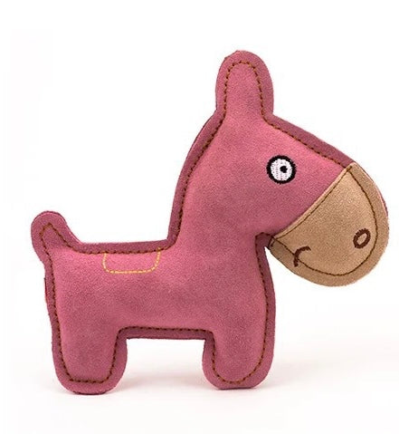 Squeaky Pink Pony Cowhide Chew Toy