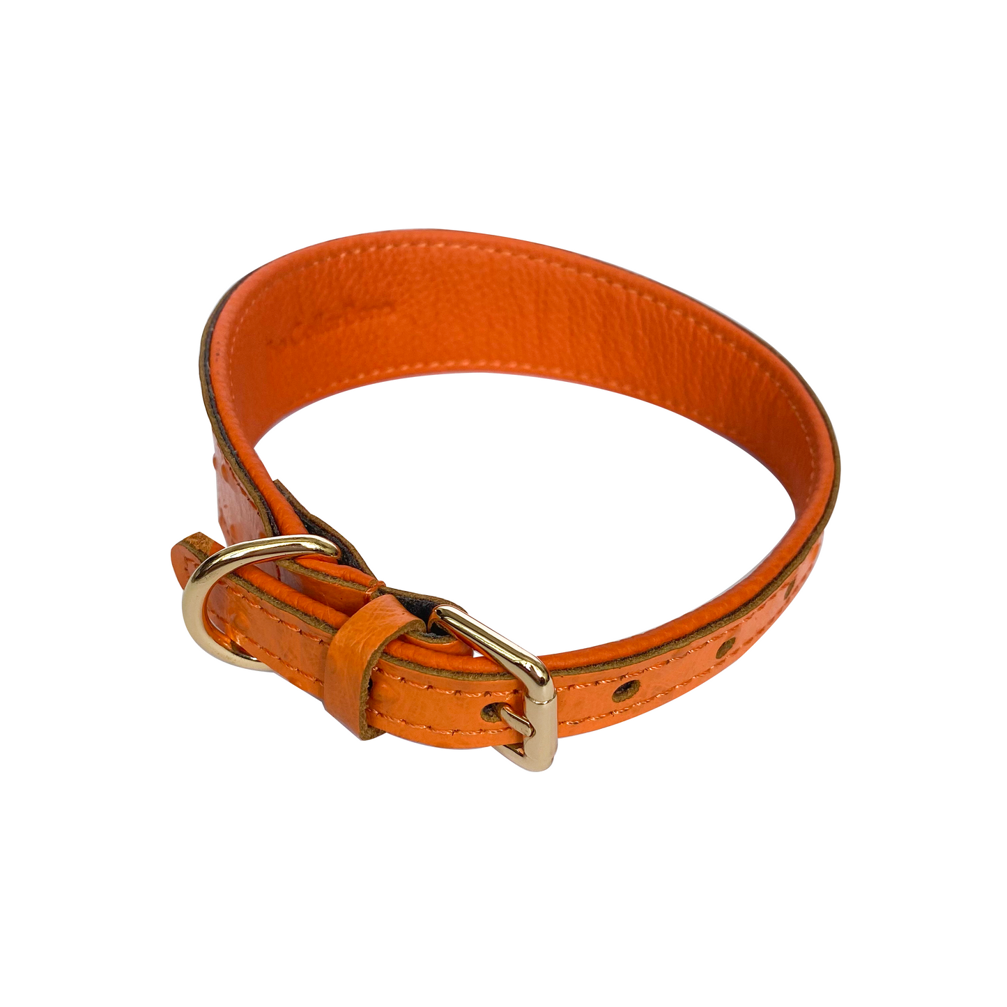 Harper Wide Leather Dog Collar in Burnt Orange