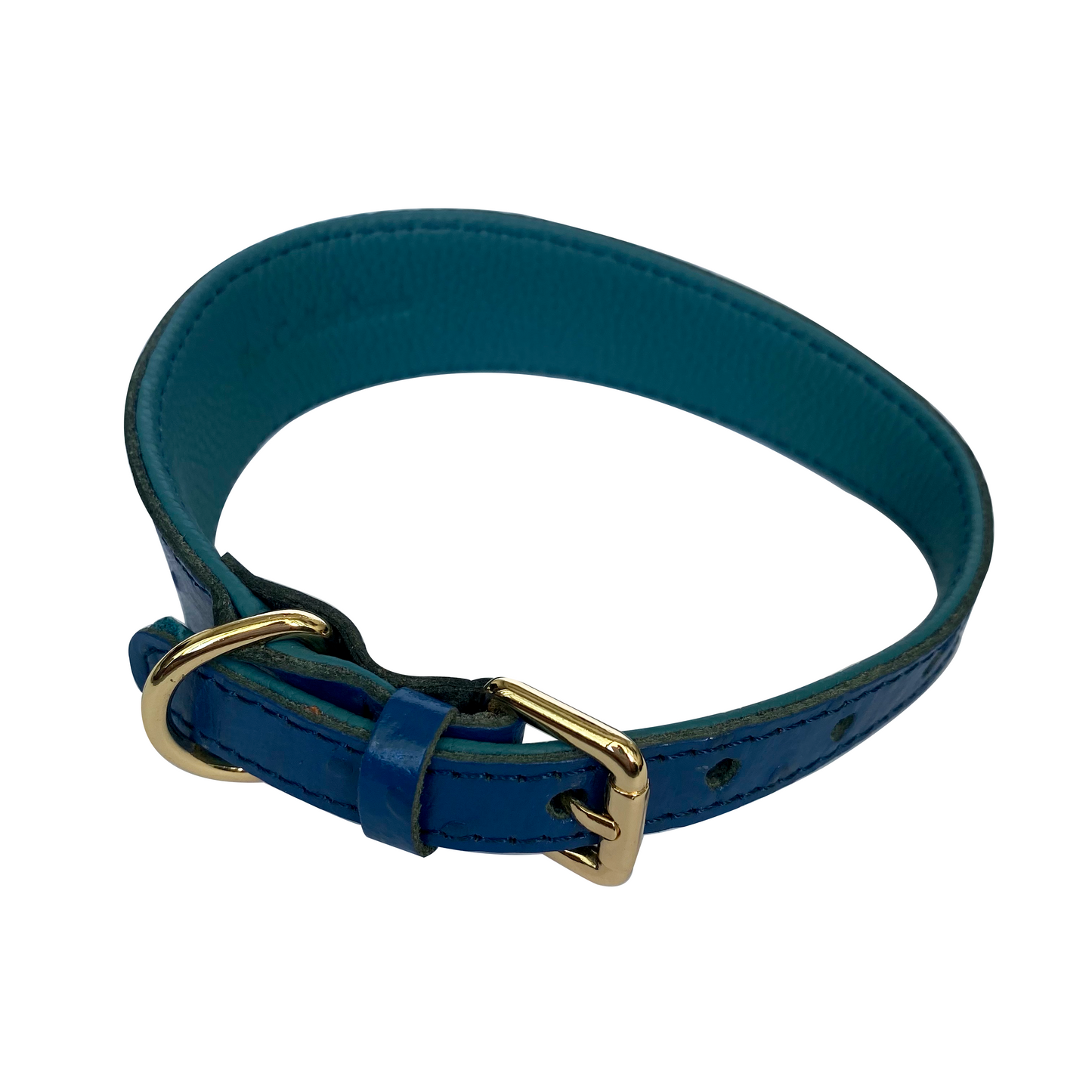 Harper Wide Leather Dog Collar in Egyptian Blue