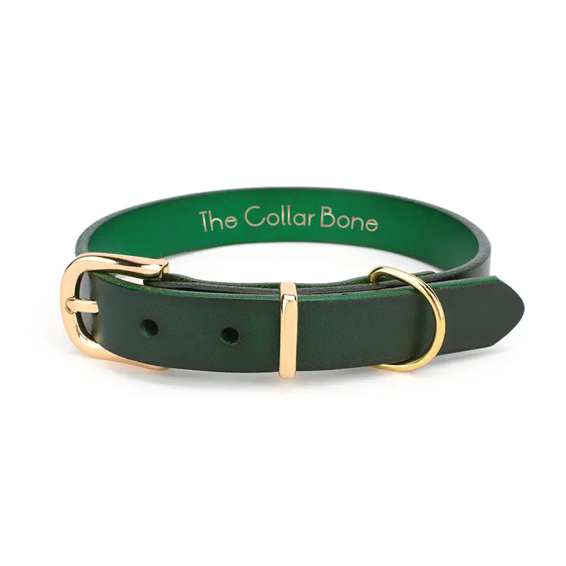 Charly Leather Collar in Green