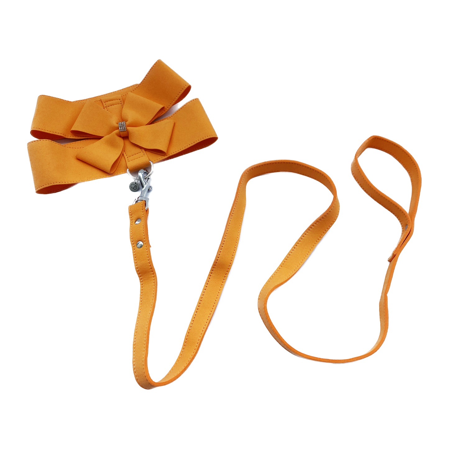 Crystal Cat/Dog Harness and Leash Set in Orange