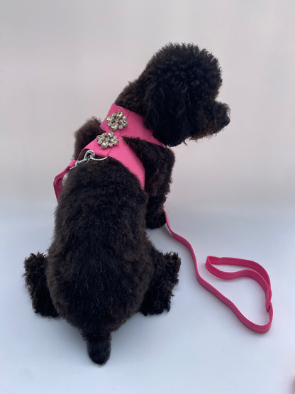 Jewel Cat/Dog Harness and Leash Set in Pink