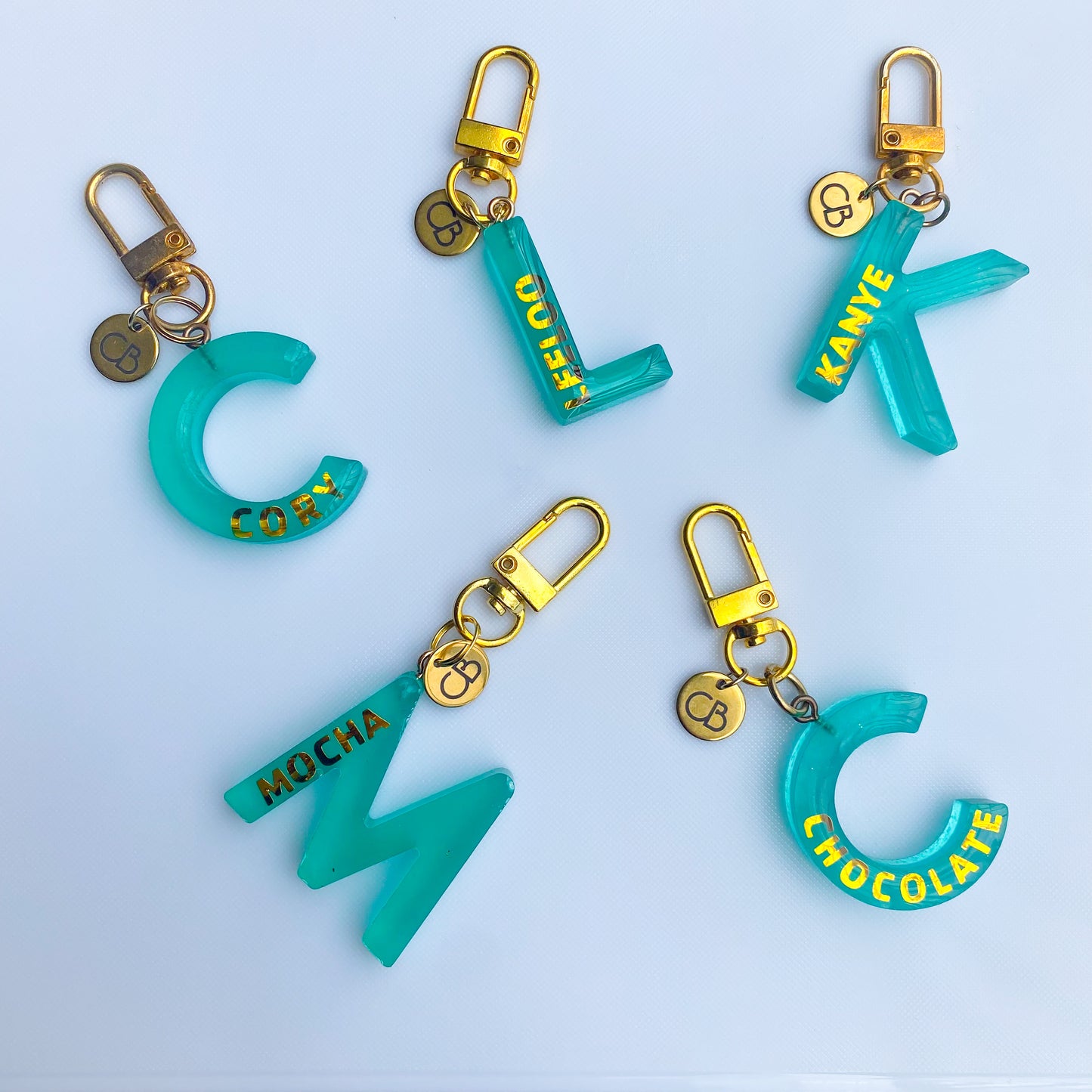 Turquoise Handcrafted Resin Alphabet Pet Tags