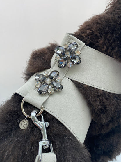 Jewel Cat/Dog Harness and Leash Set in Grey