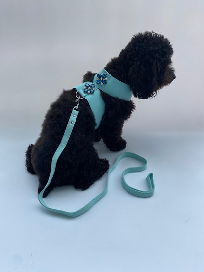 Jewel Cat/Dog Harness and Leash Set in Blue